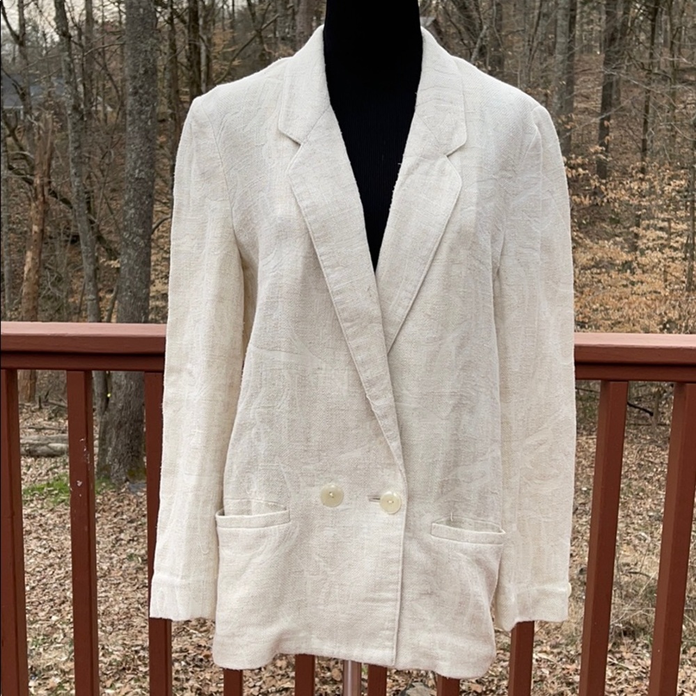 Christian Aujard Long Line Cream Blazer Size 8